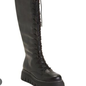 J Slides black leather Lace-Up Boots